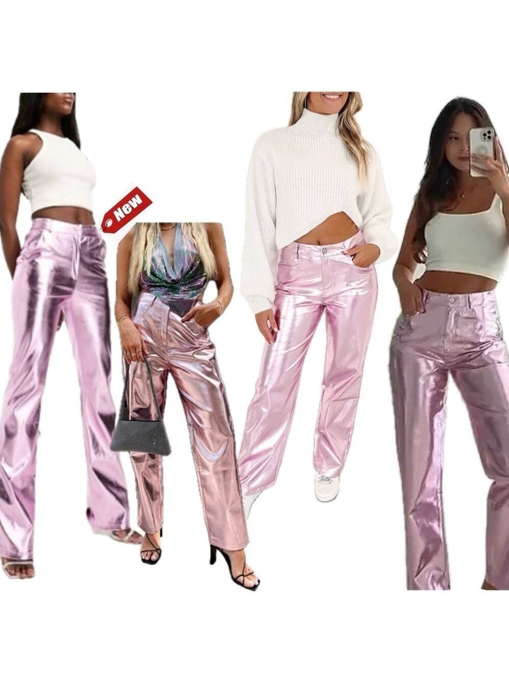 7 for all mankind pinkish lilac purple metallic liquid foil faux leather pants